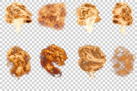 Collection of nuclear bomb explosions. Fire mushroom with smoke and flames .. イラスト素材