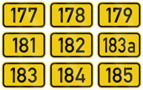 Collection of Numbered highway shields of German Bundesstrassen (Federal road Stock Illustration