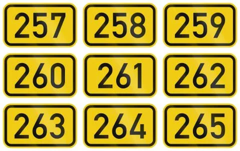 Collection of Numbered highway shields of German Bundesstrassen (Federal road Stock Illustration