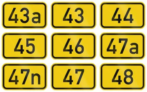 Collection of Numbered highway shields of German Bundesstrassen (Federal road Stock Illustration