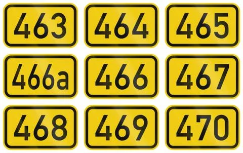 Collection of Numbered highway shields of German Bundesstrassen (Federal road Stock Illustration