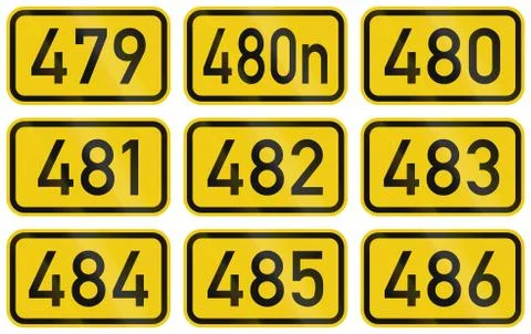 Collection of Numbered highway shields of German Bundesstrassen (Federal road Stock Illustration