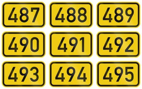 Collection of Numbered highway shields of German Bundesstrassen (Federal road Stock Illustration