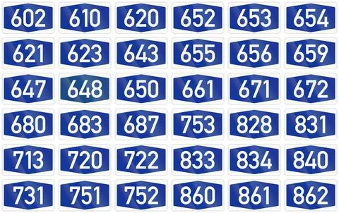 Collection of Numbered highway shields of German Autobahn system Stock Illustration