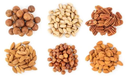 Collection of nuts, top view Stock Photos