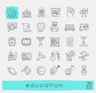 Collection od educational icons. Stock Illustration