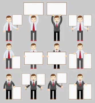 Collection of office worker with posters Stock Illustration