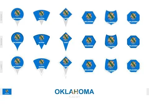 Collection of the Oklahoma flag in different shapes and with three differen.. Stock Illustration