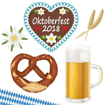 Collection Oktoberfest objects Stock Illustration