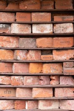 Collection of old bricks in a museum Stock Photos
