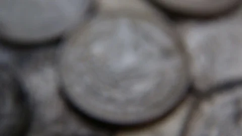 Collection of old coins Dollars Stock Footage 82574768