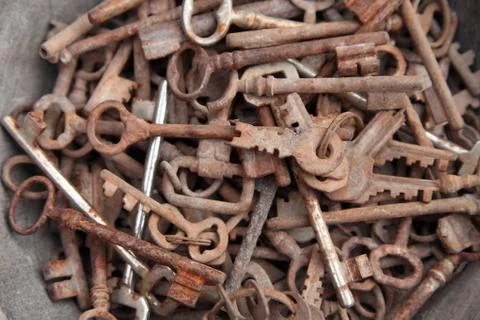 Collection of old keys Stock Photos