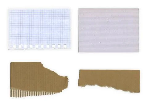 Collection of old note paper paper on white background Stock Photos