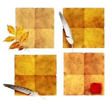 Collection of old parchments Stock Illustration