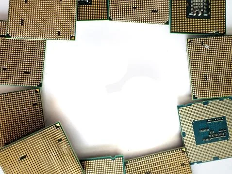 Collection of old processors isolated Stock Photos