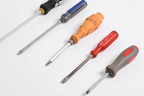 Collection of old screwdrivers Stock Photos
