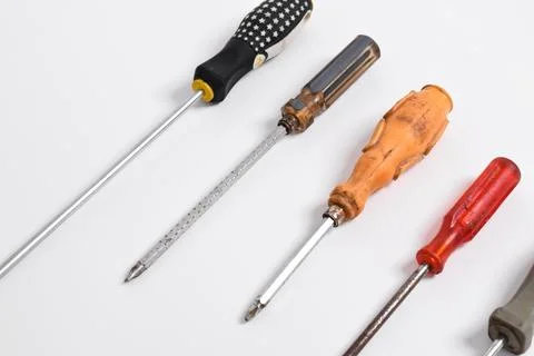 Collection of old screwdrivers Stock Photos