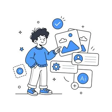 A collection of online databases, audiobooks, and modern learning elements Stock Illustration
