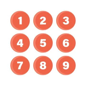 Collection of orange colored bullet numbers in 3D style Illustrazione stock