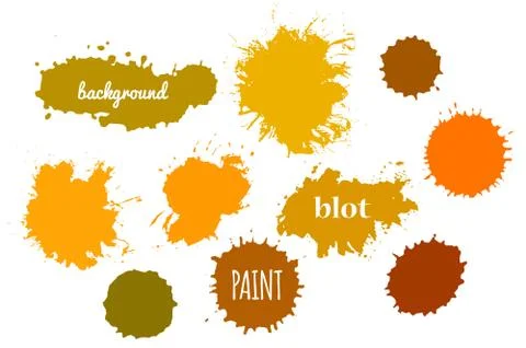 Collection Orange Paint Splash. Vector set of Brush Strokes. Illustrazione stock