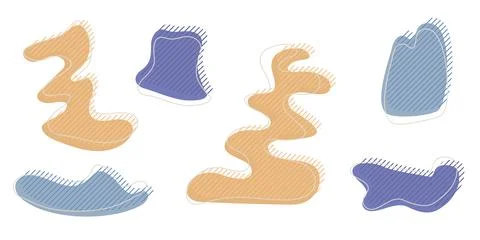 Collection of organic irregular blob shape with decorative 库存插图
