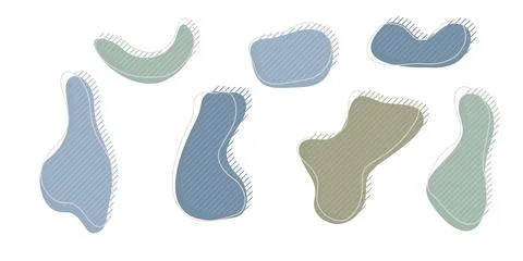 Collection of organic irregular blob shape with decorative Stock Illustration
