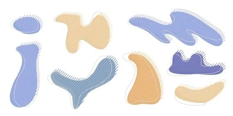 Collection of organic irregular blob shape with decorative Stock Illustration