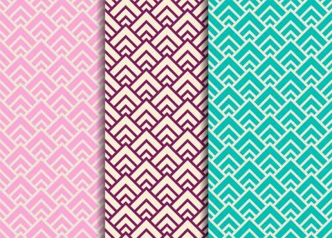 Collection of oriental seamless geometric patterns Stock Illustration