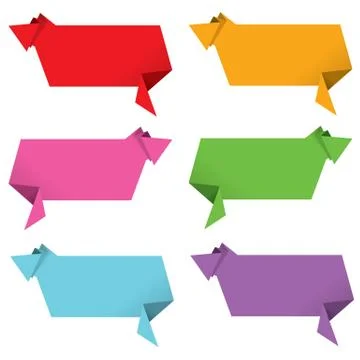 Collection of origami speech bubble vector Stock Illustration