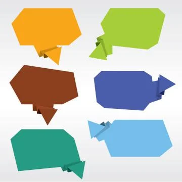 Collection of origami speech bubble vector Stock Illustration