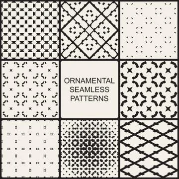 Collection of ornamental geometric seamless patterns. イラスト素材