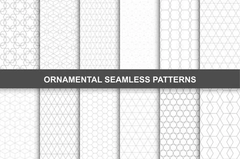 Collection of ornamental geometric seamless patterns in vintage style. イラスト素材