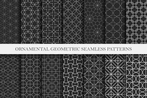 Collection of ornamental repeatable vector patterns. Geometric oriental Stock Illustration
