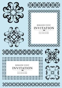 Collection of ornamental rule lines, frames and design elements. vector illus Stock Illustration