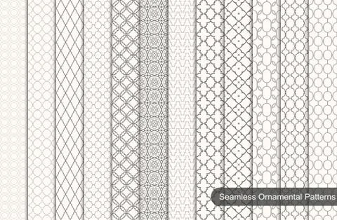 Collection of ornamental seamless patterns. 库存插图