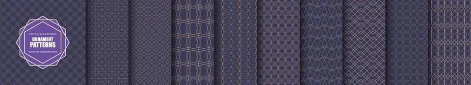 Collection of ornamental vector seamless patterns. Elegant geometric oriental Stock Illustration