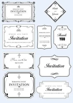 Collection of ornate vector frames and ornaments with sample text. Can be use Stock Illustration