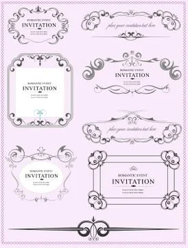 Collection of ornate vector frames and ornaments with sample text. Perfect as Stock Illustration