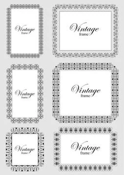 Collection of ornate vintage vector frames with sample text.  Stock Illustration