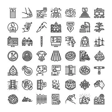 Collection of outline black vector icons concepts Stock Illustration
