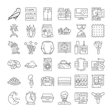 Collection of outline black vector web icons Stock Illustration