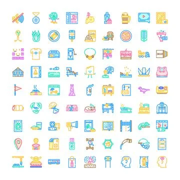 Collection of outline design elements and web icons Ilustração Stock