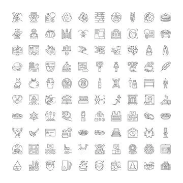Collection of outline flat icons for web Illustrazione stock