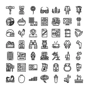 Collection of outline icons representing various concepts Stockillustratie
