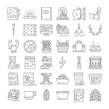 Collection of outline icons representing various objects and concepts 库存插图