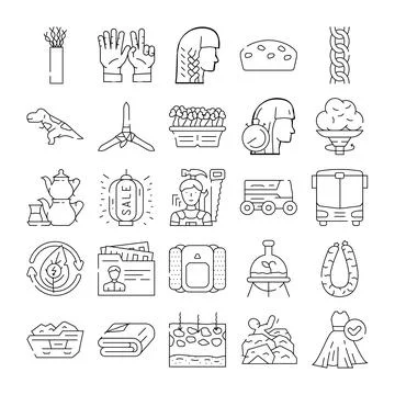 Collection of outline icons representing various concepts 库存插图