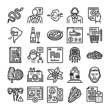 Collection of outline icons representing various concepts 스톡 일러스트