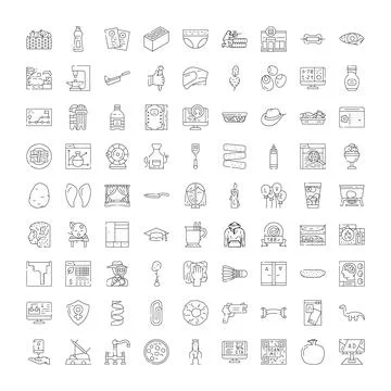 Collection of outline icons for web development Stock Illustration