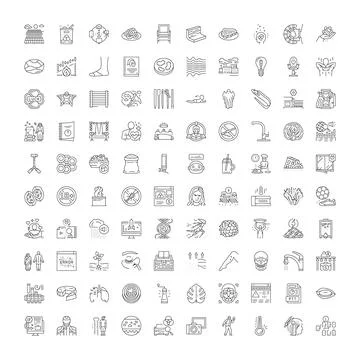 Collection of outline linear icons representing various concepts 库存插图