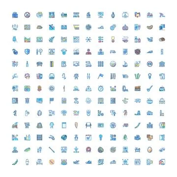 Collection of outline linear icons representing various concepts イラスト素材